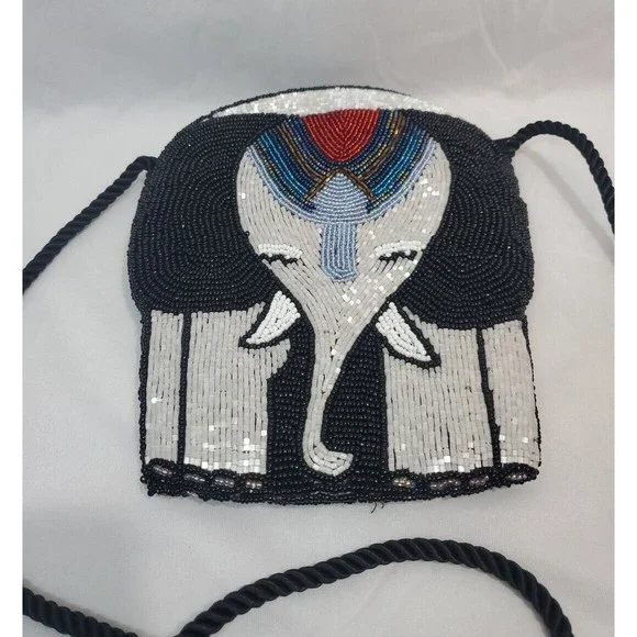 Beaded Evening Bag Purse Elephant Design Excellent Condition - Picture 1 of 8